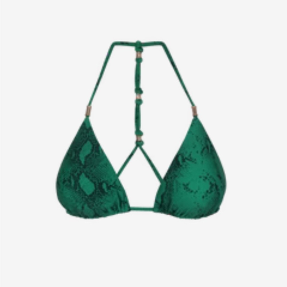 VIX Green Snake Print Bikini Top (Small)